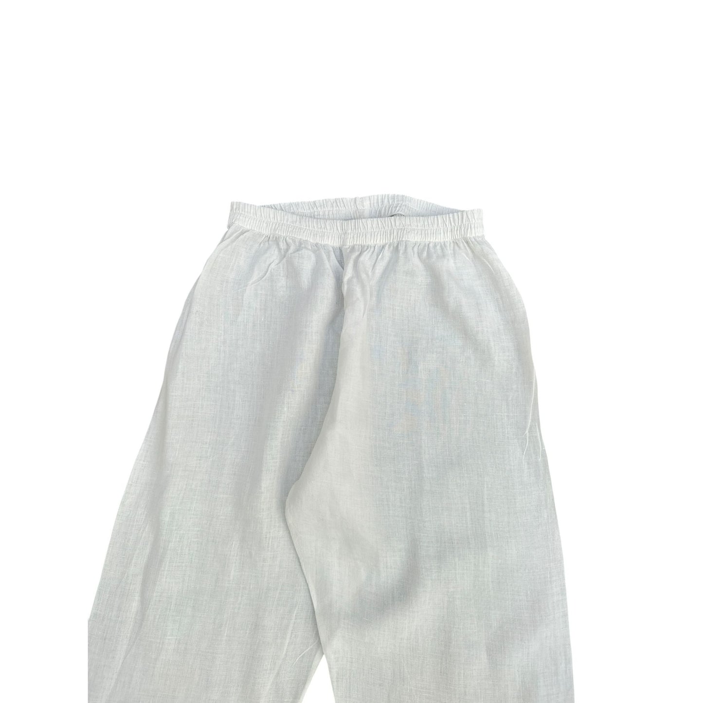 White Embroidered Cotton Pants