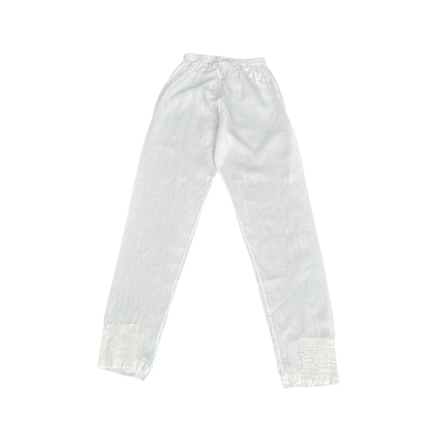 White Embroidered Cotton Pants