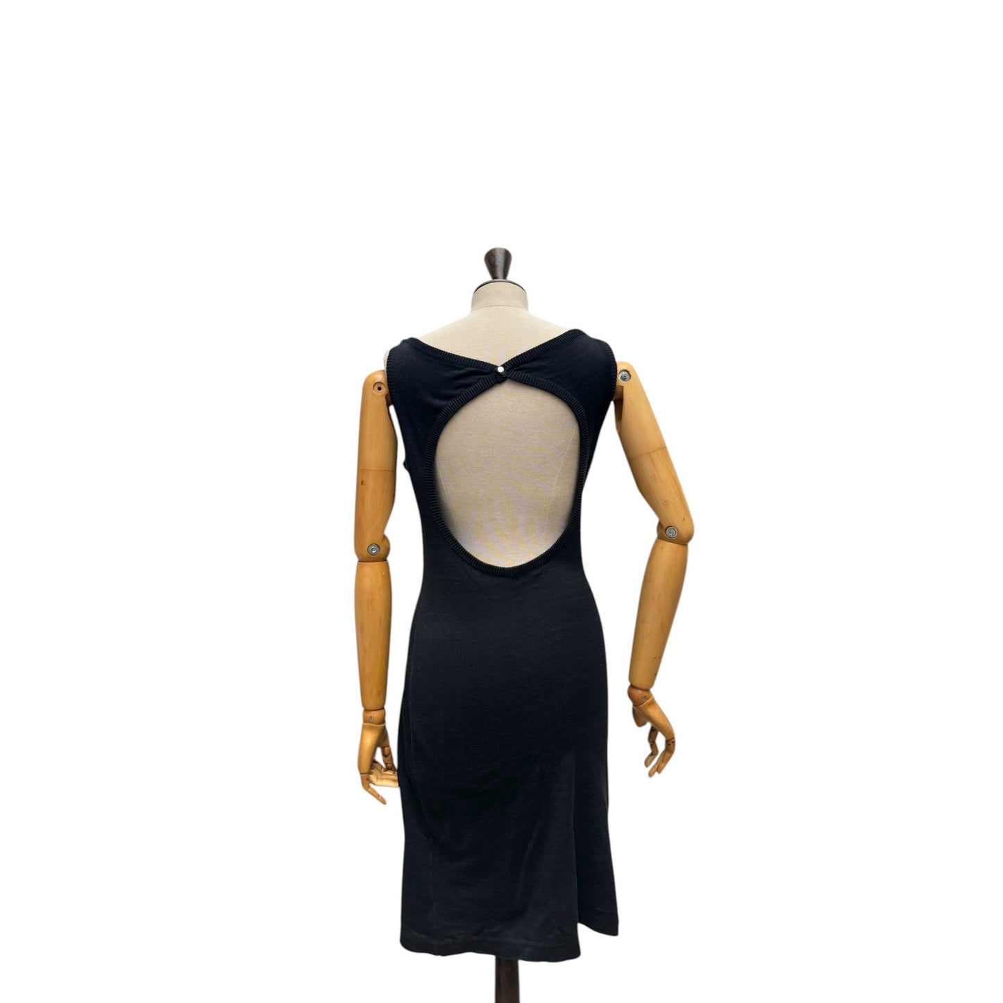 Vintage Black Cotton Knit Dress