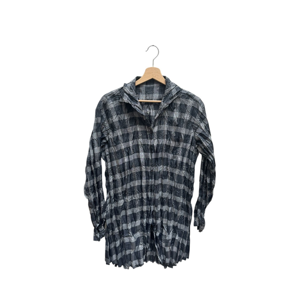 Grey Black Pleats Please Checkered Shirt