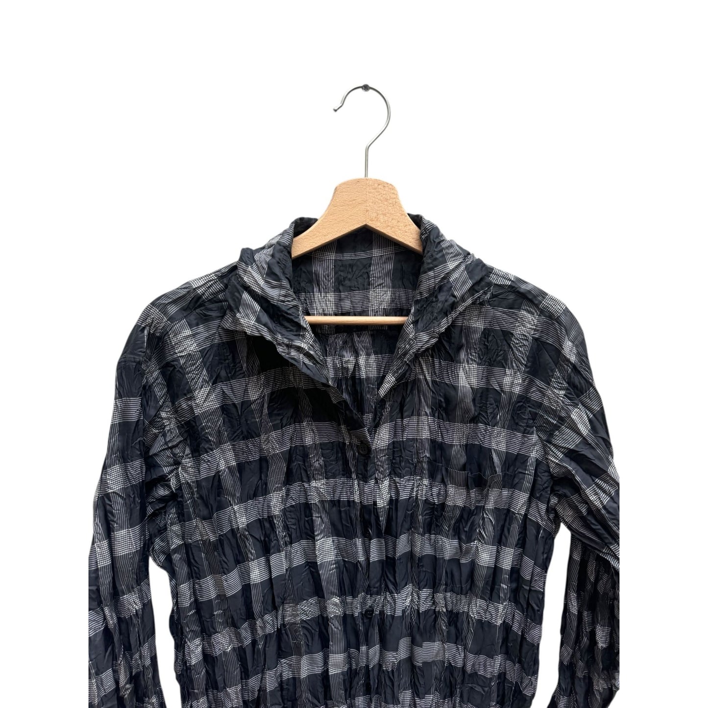 Grey Black Pleats Please Checkered Shirt