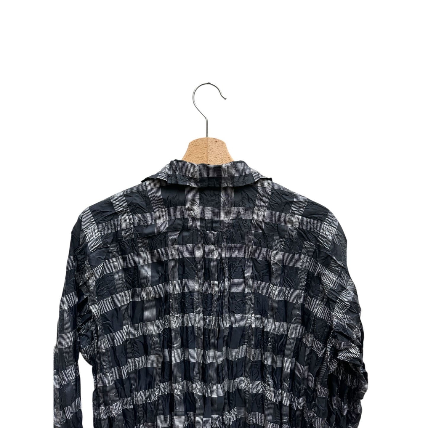 Grey Black Pleats Please Checkered Shirt