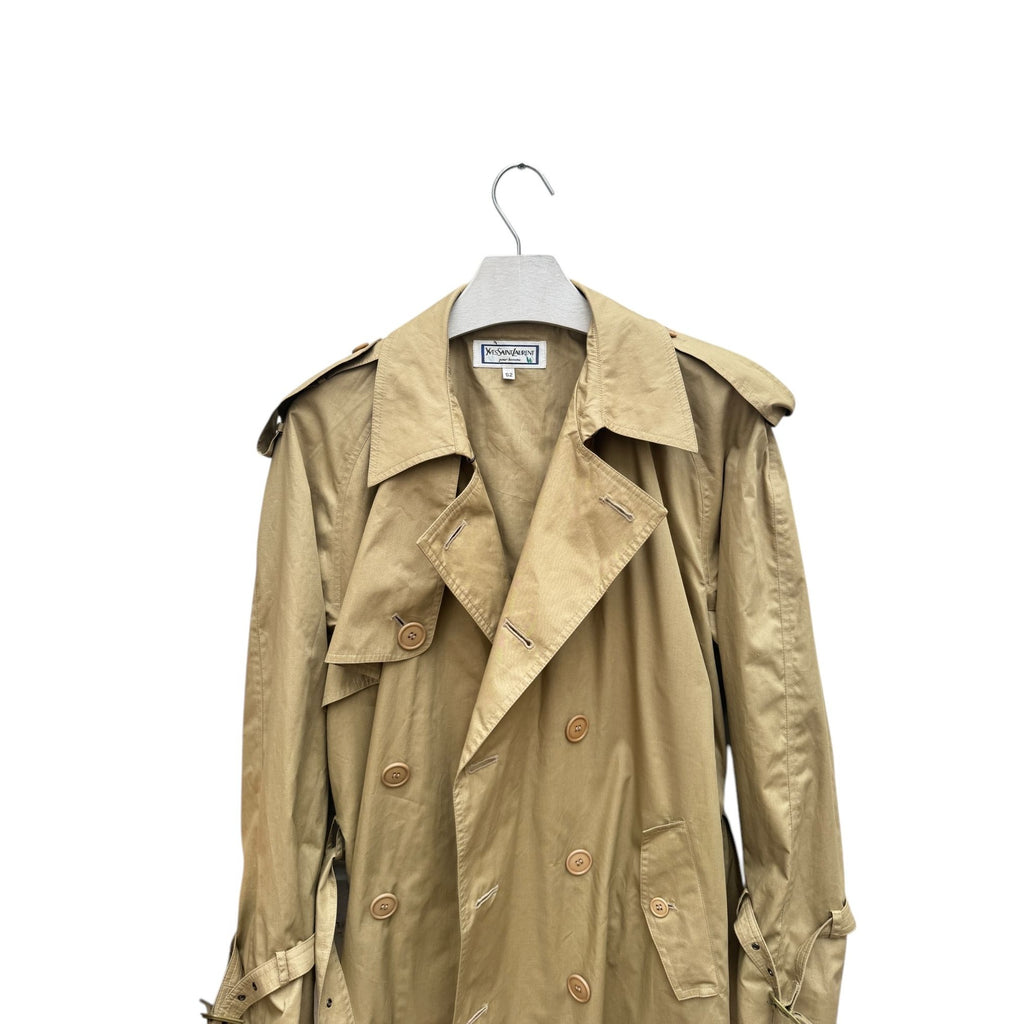 Beige Gabardine Cotton Trench Coat