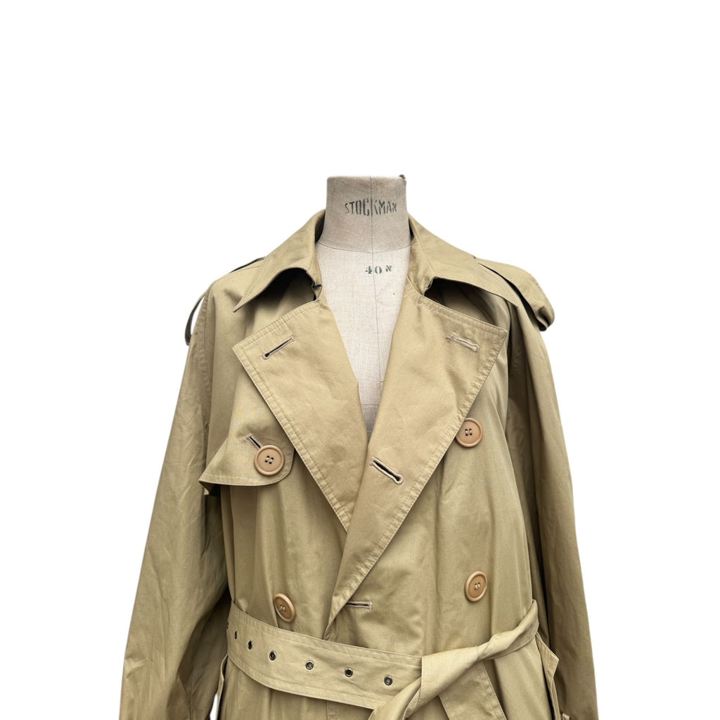 Beige Gabardine Cotton Trench Coat