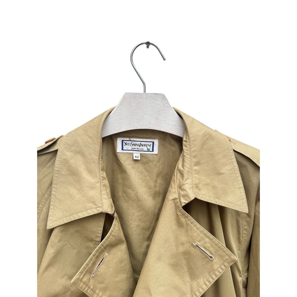 Beige Gabardine Cotton Trench Coat