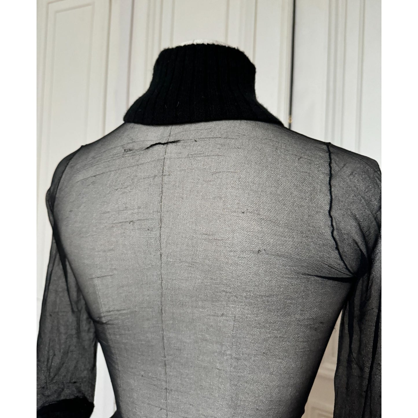 1970s Black Nylon Sheer Top 