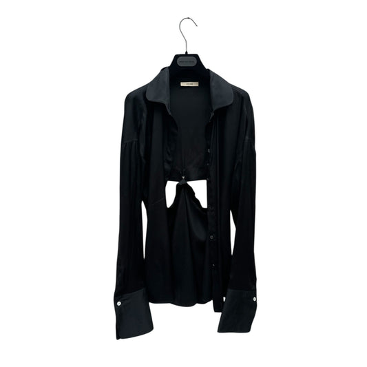 Black Silk Open-Back Shirt