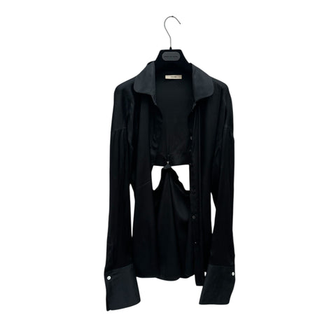 Black Silk Open-Back Shirt
