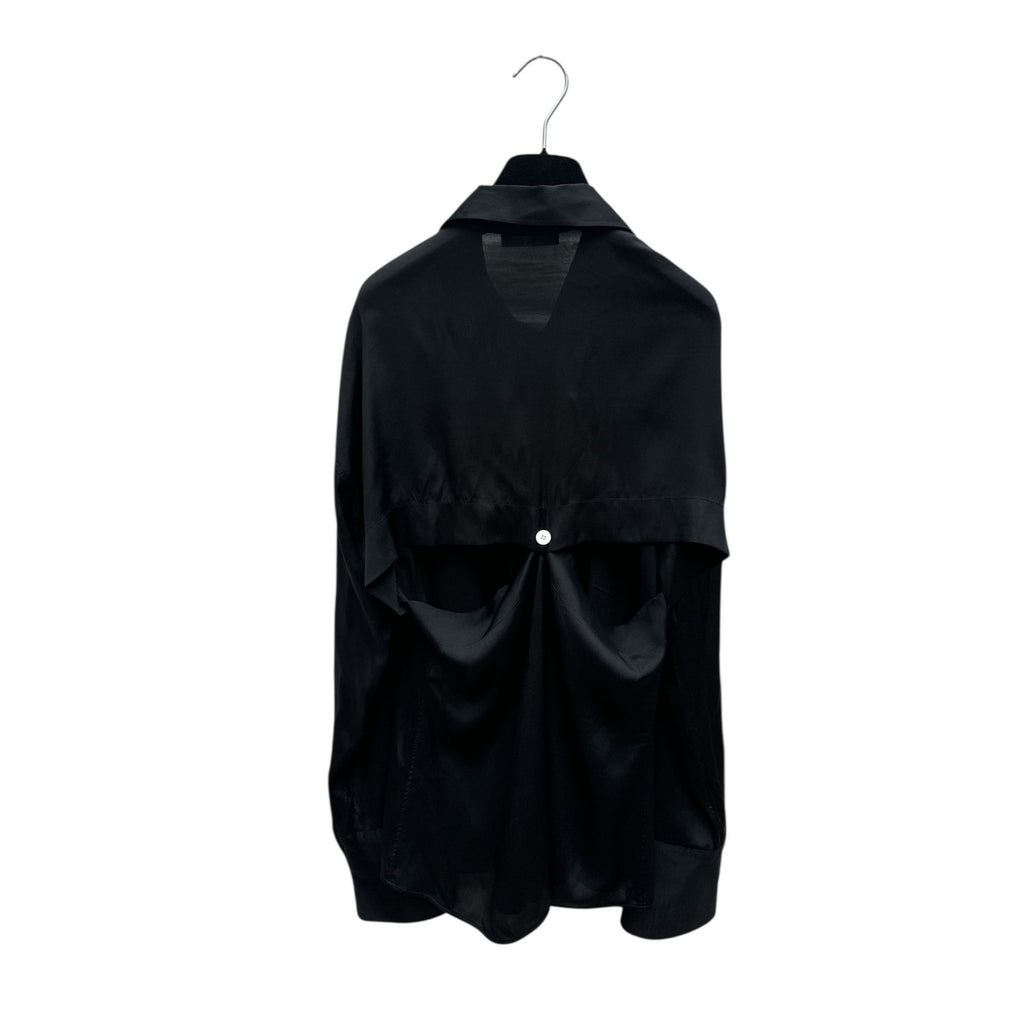 Black Silk Open-Back Shirt