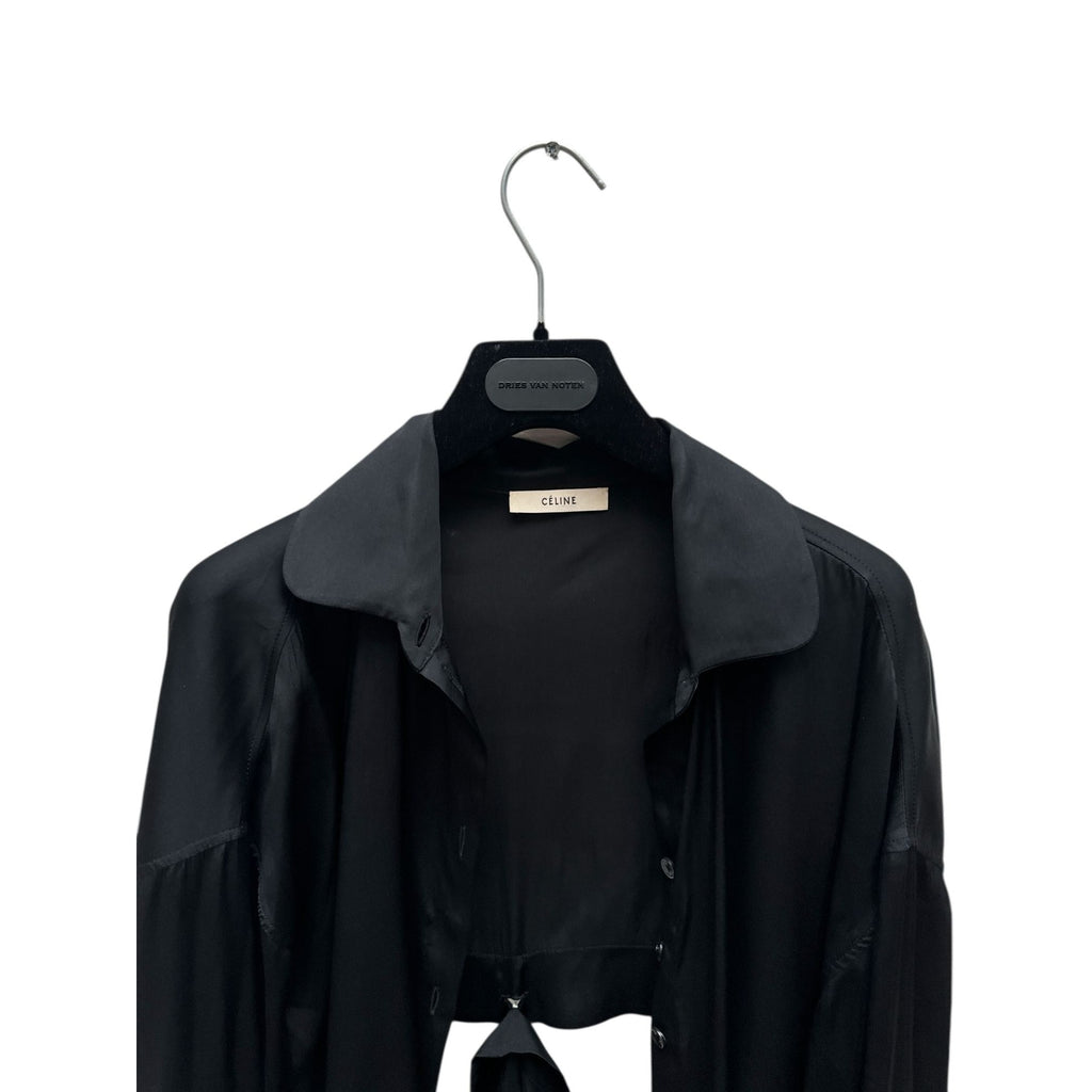 Black Silk Open-Back Shirt