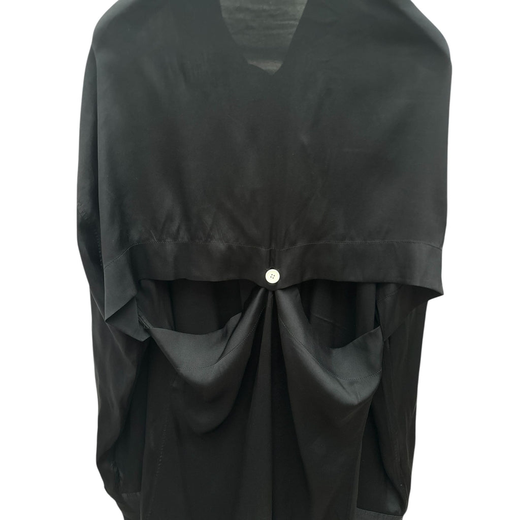 Black Silk Open-Back Shirt