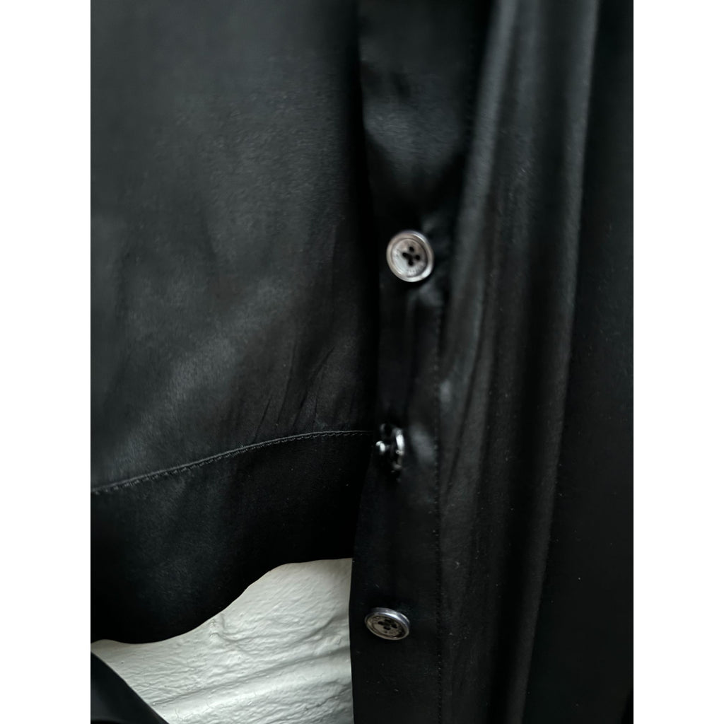 Black Silk Open-Back Shirt
