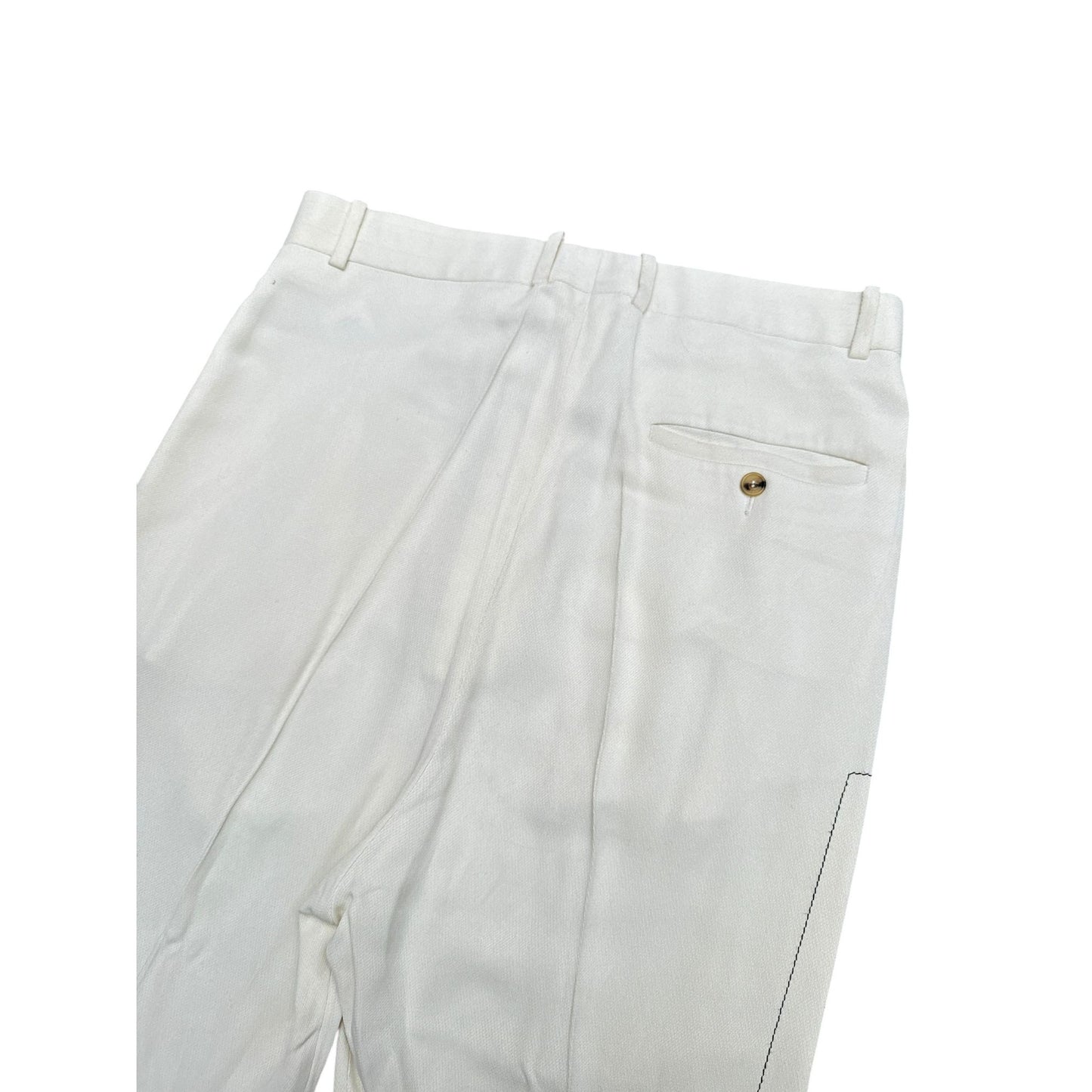 SS 2015 Ecru Straight Pants w/ Contrast Seams