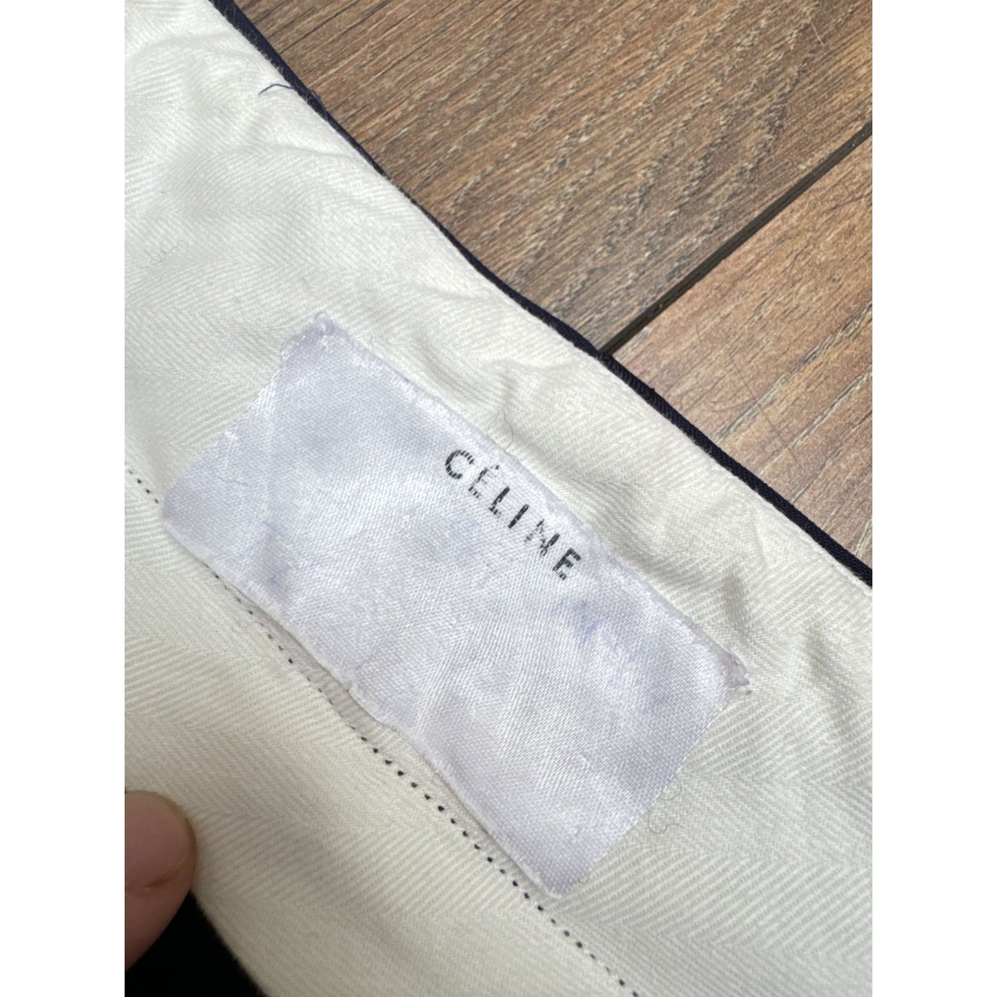 SS 2015 Ecru Straight Pants w/ Contrast Seams