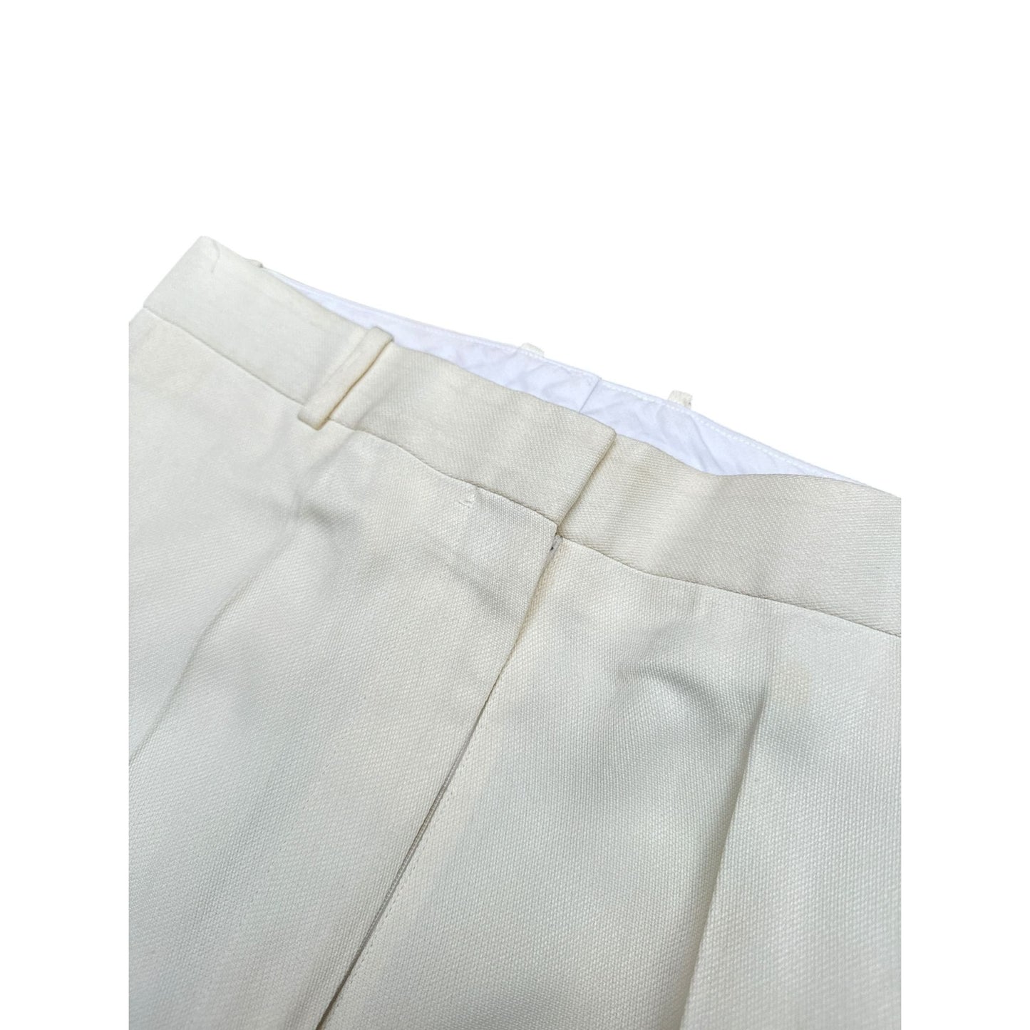 SS 2015 Ecru Straight Pants w/ Contrast Seams