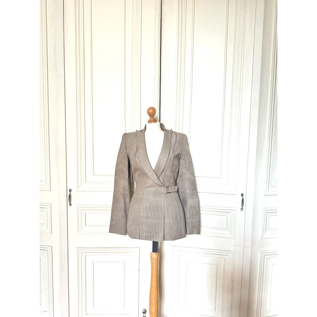 Vintage Grey Wave Blazer Jacket