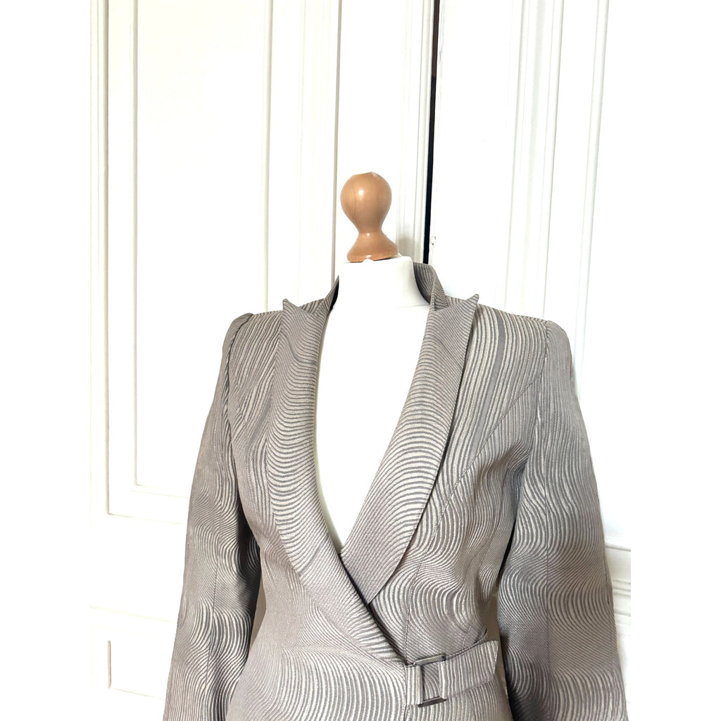Vintage Grey Wave Blazer Jacket