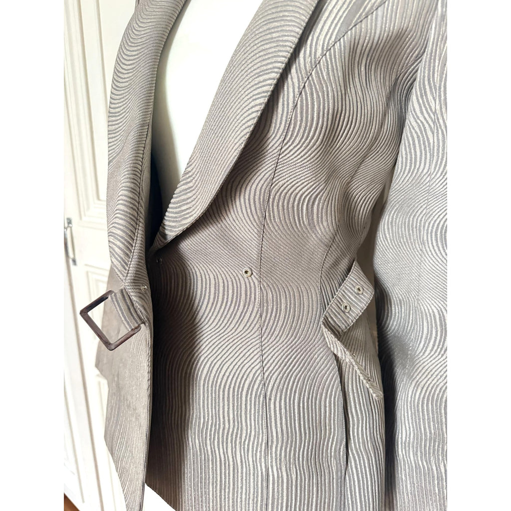 Vintage Grey Wave Blazer Jacket