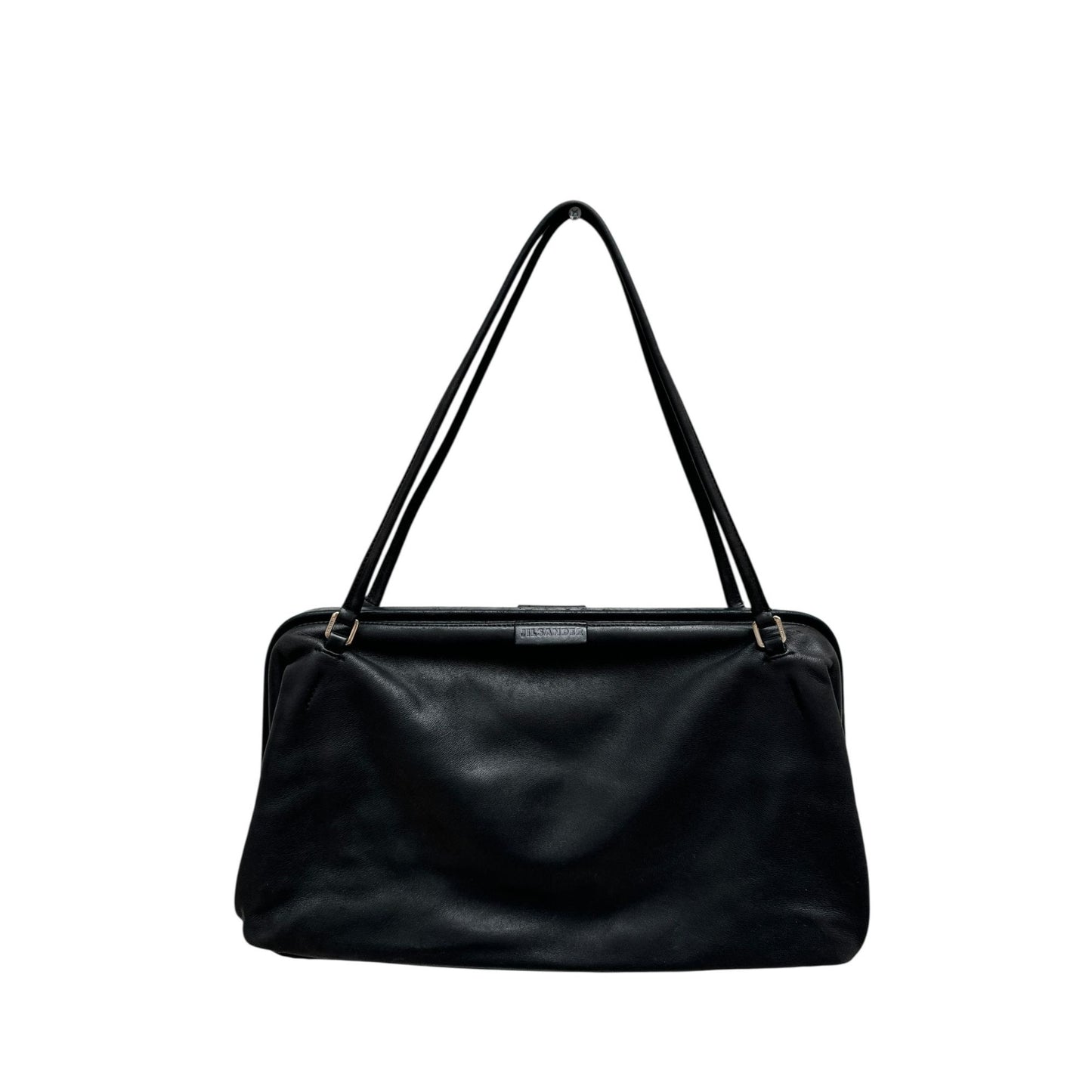 Vintage Black Leather Baguette Bag 