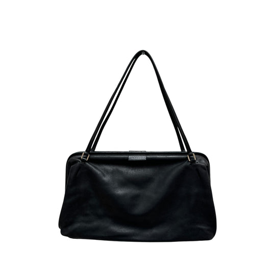 Vintage Black Leather Baguette Bag 