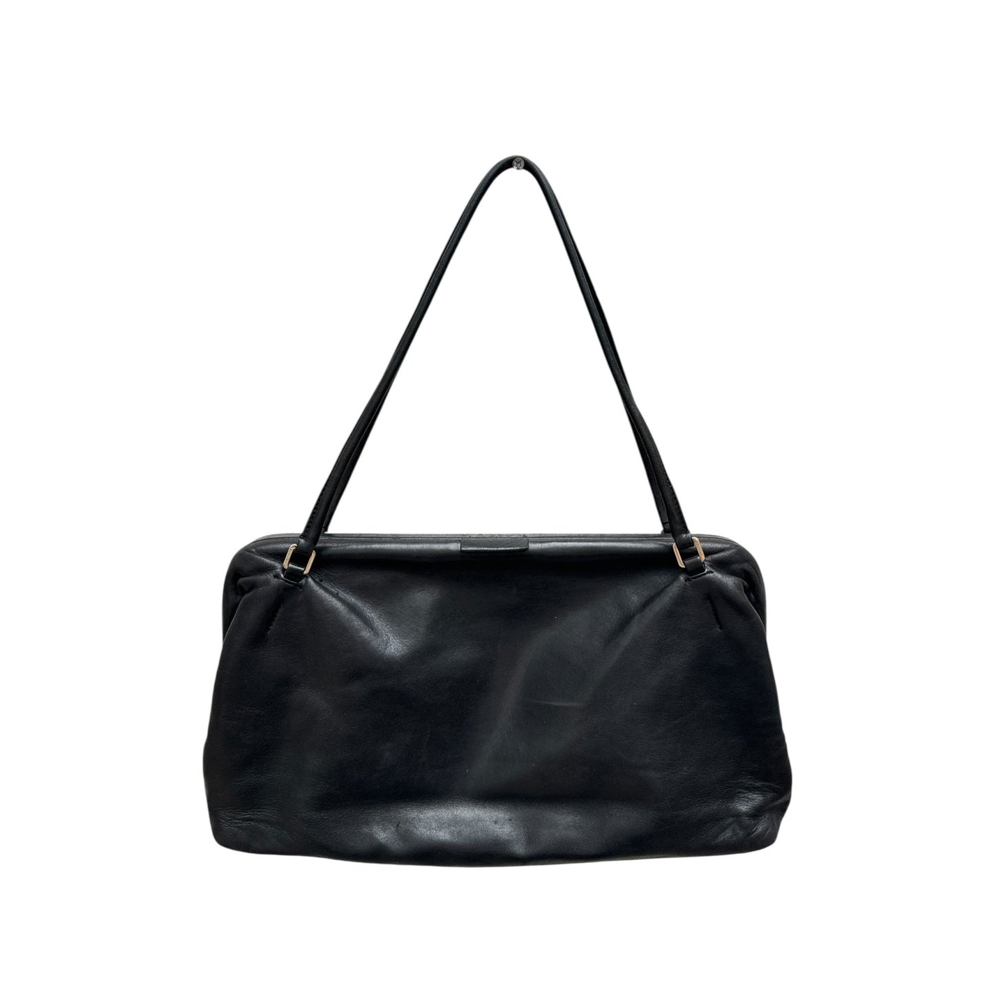 Vintage Black Leather Baguette Bag 