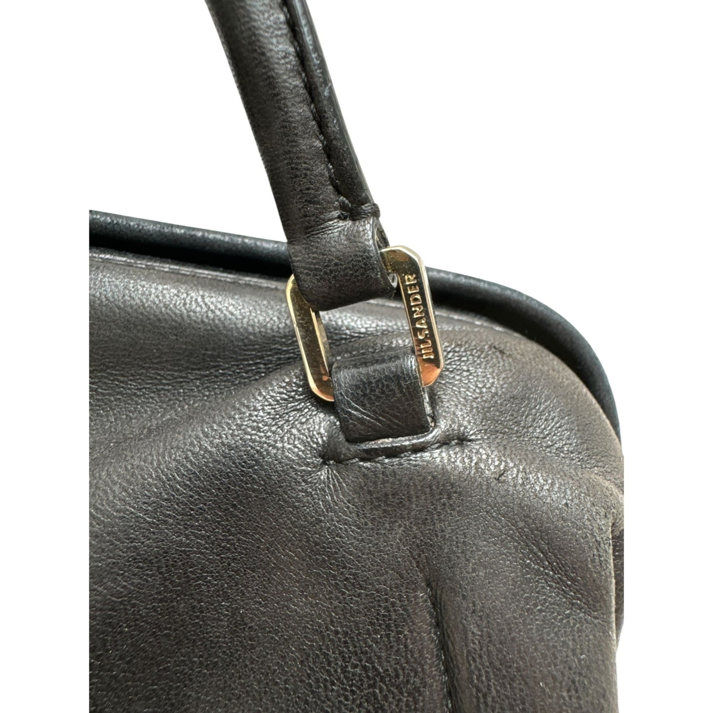 Vintage Black Leather Baguette Bag 