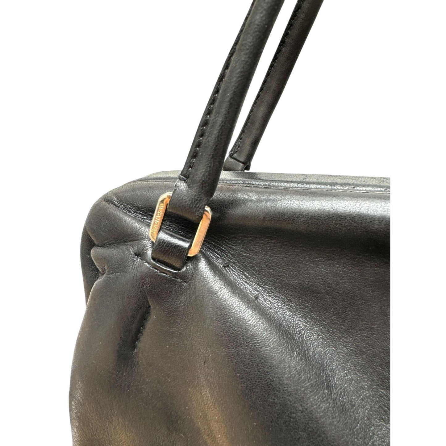 Vintage Black Leather Baguette Bag 