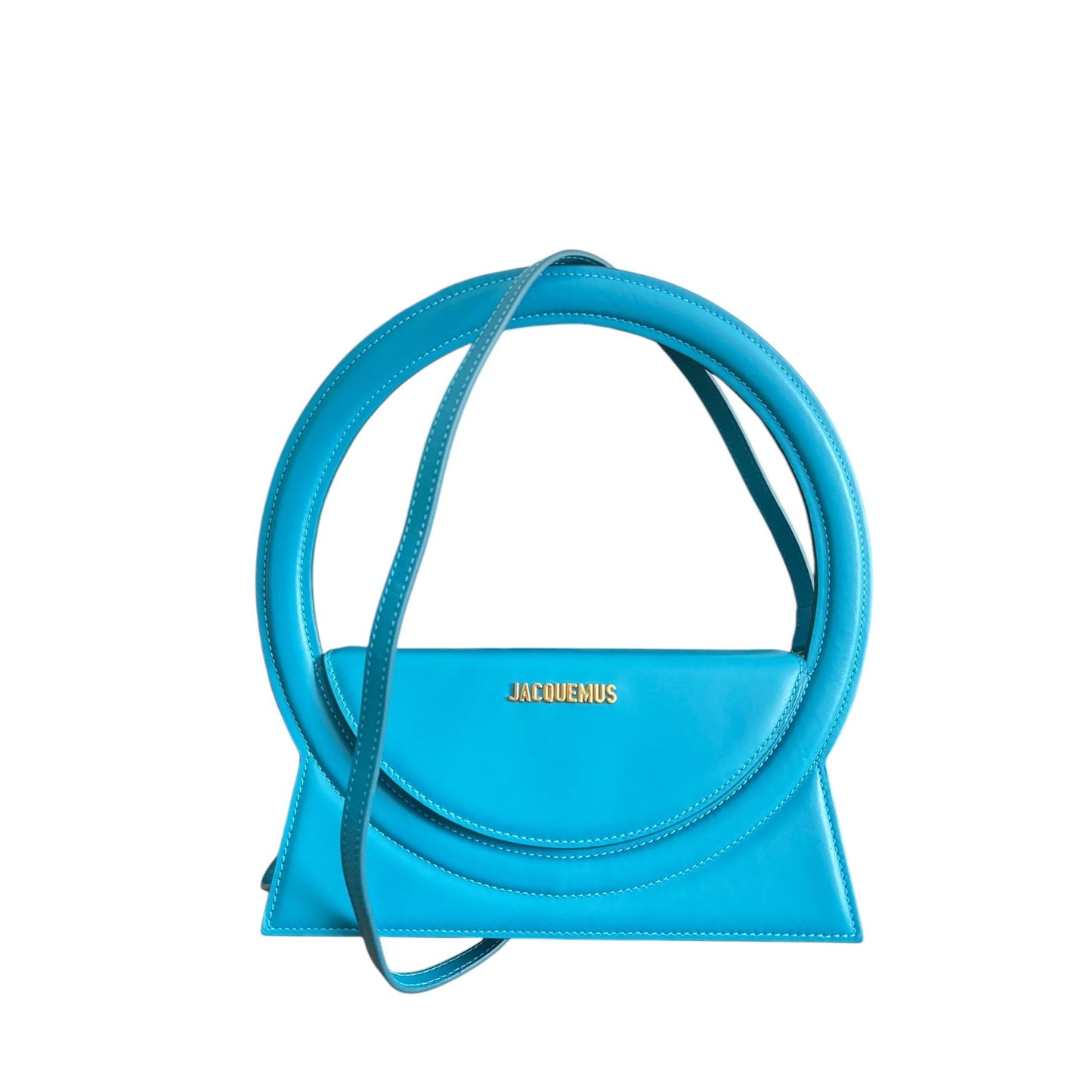 «  Sac Rond »  Blue Leather Bag