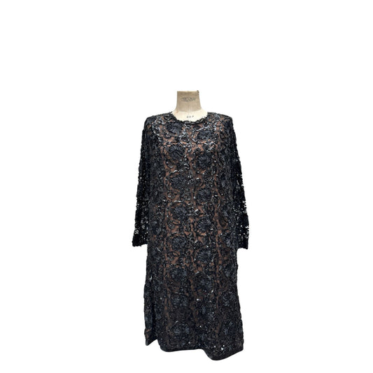 1980s Haute Couture Black Sequined Dress