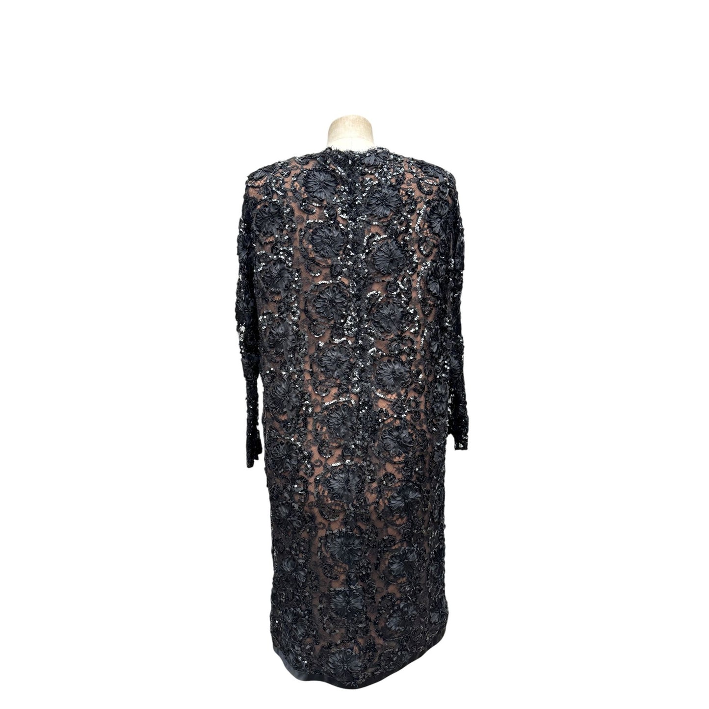 1980s Haute Couture Black Sequined Dress