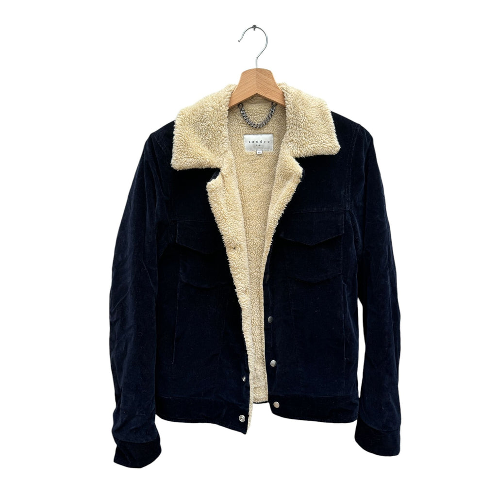 Dark Navy Corduroy Shearling Jacket