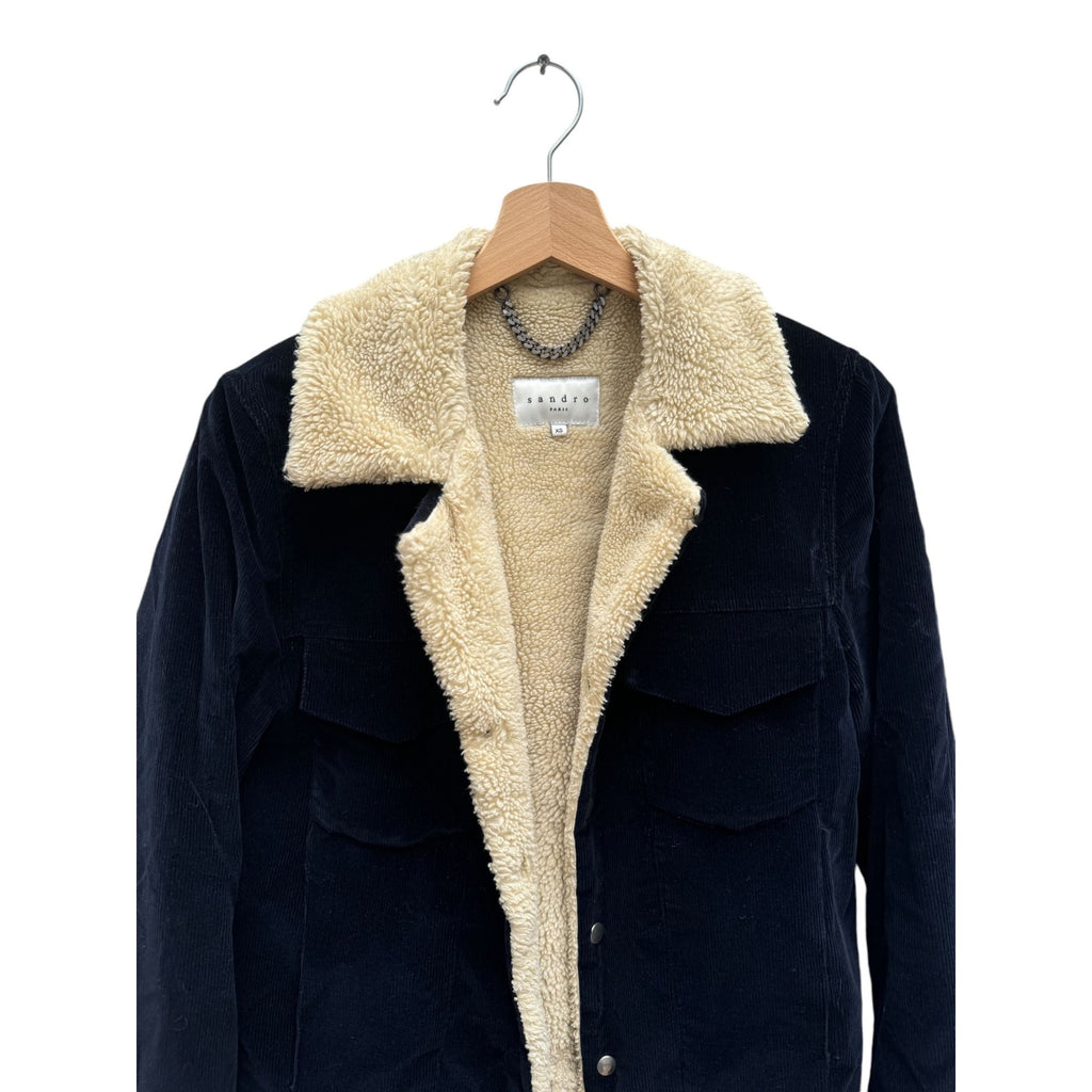 Dark Navy Corduroy Shearling Jacket