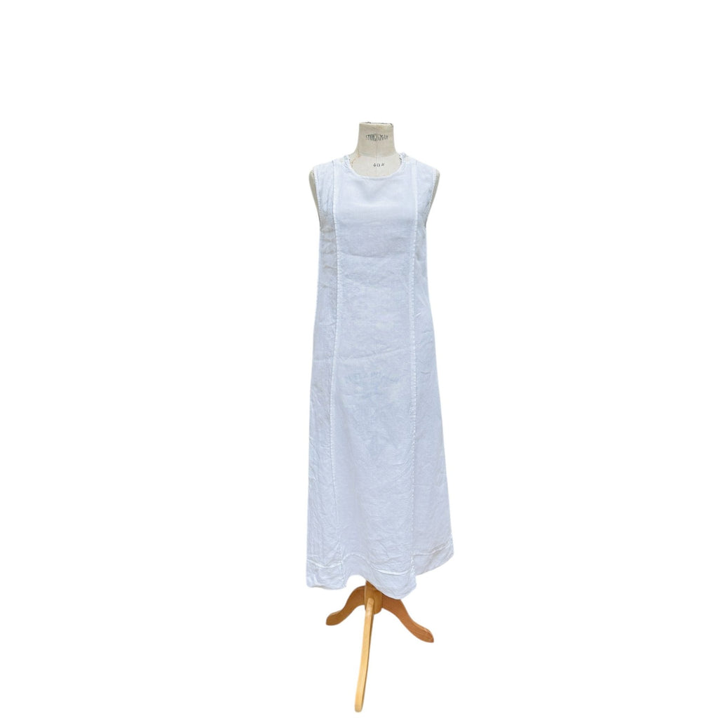 White Linen Elongated Dress