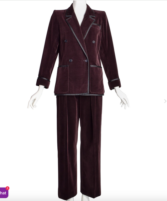 1970s Brown Corduroy Tuxedo-Trimmed Suit