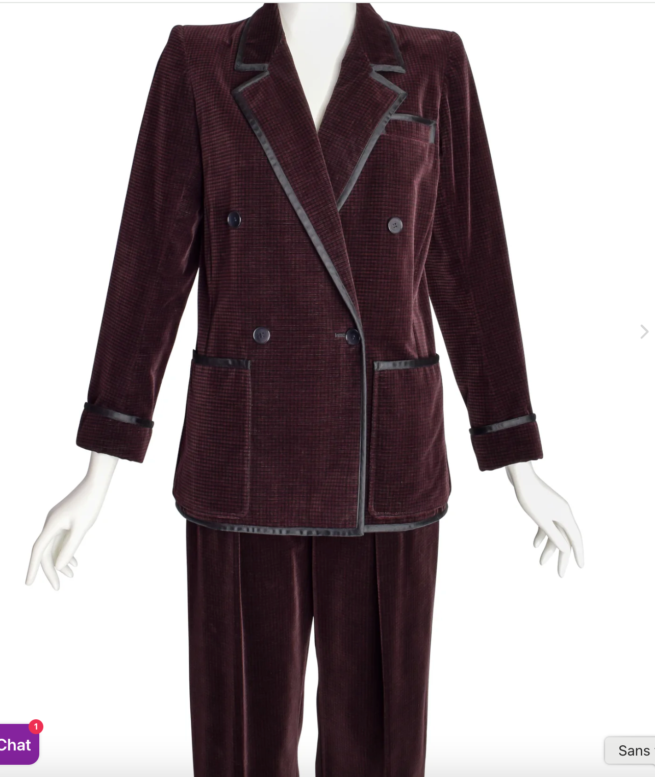 1970s Brown Corduroy Tuxedo-Trimmed Suit