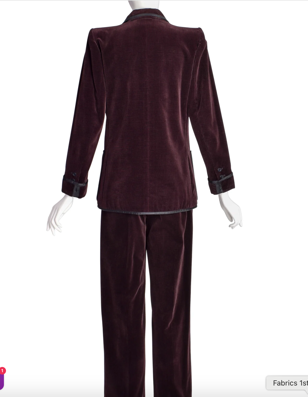 1970s Brown Corduroy Tuxedo-Trimmed Suit