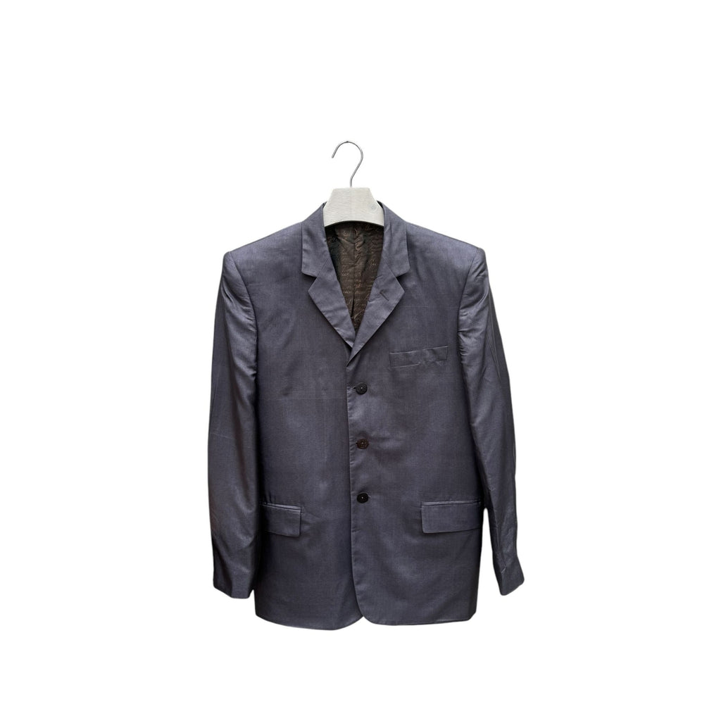 1990s Grey Iridescent Silk Blazer Jacket