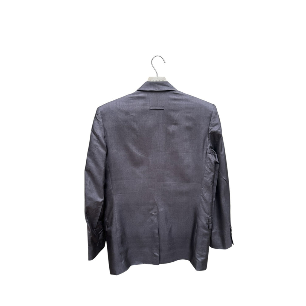 1990s Grey Iridescent Silk Blazer Jacket
