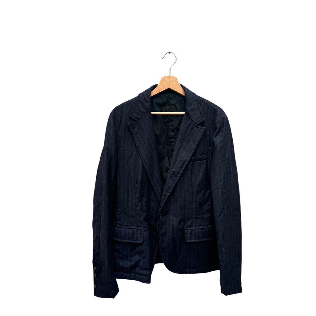 Navy Striped Wool Blazer Jacket