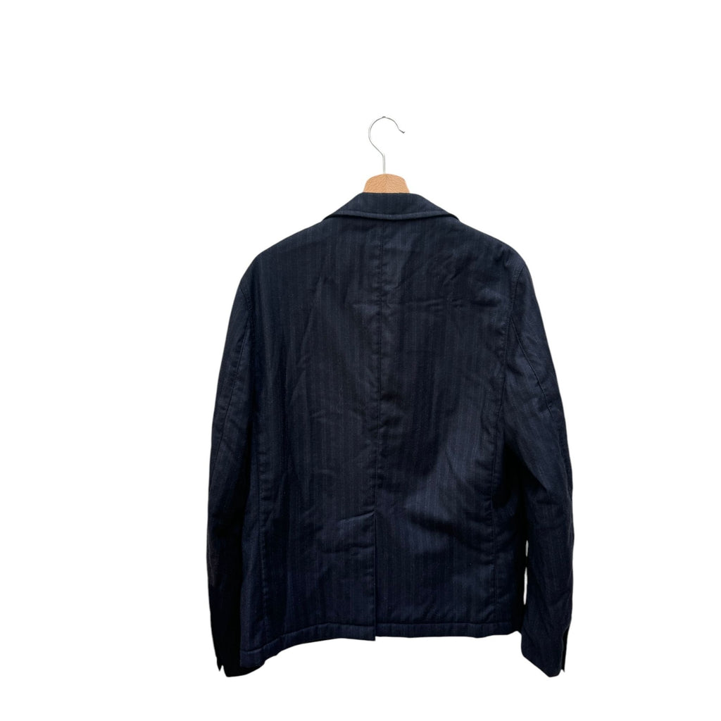 Navy Striped Wool Blazer Jacket