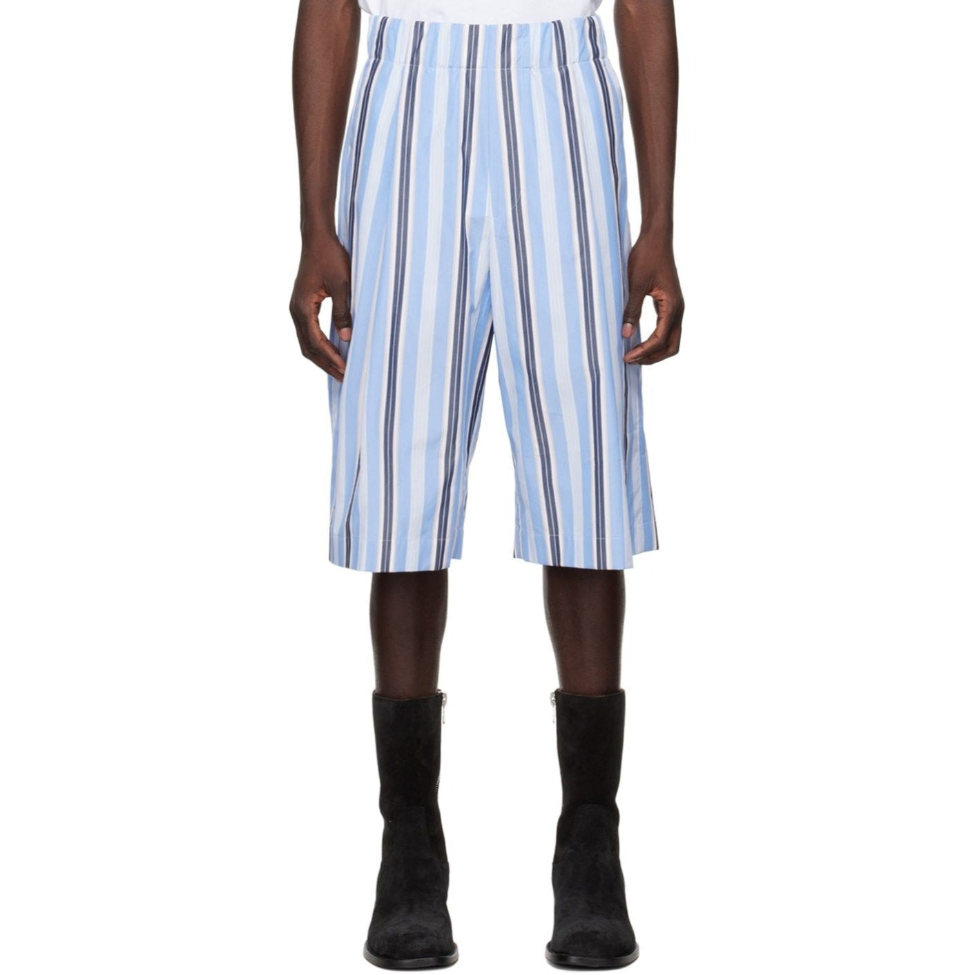 Wide Striped Navy Blue Shorts