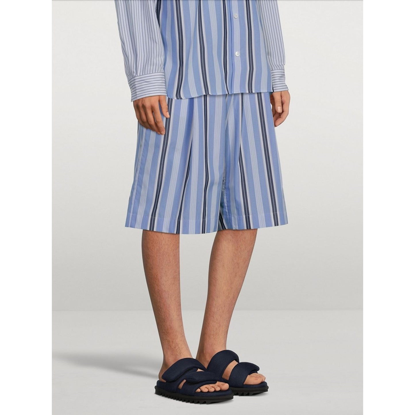 Wide Striped Navy Blue Shorts