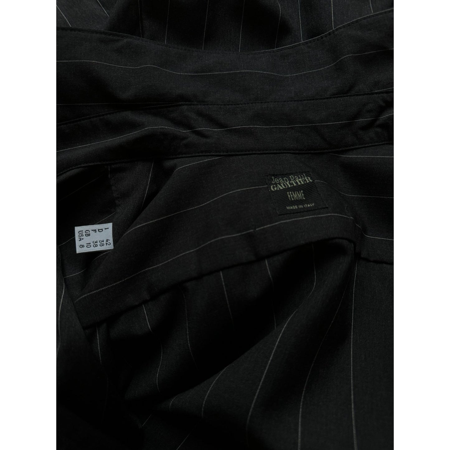 Grey Black Pinstripe Bodysuit Shirt 