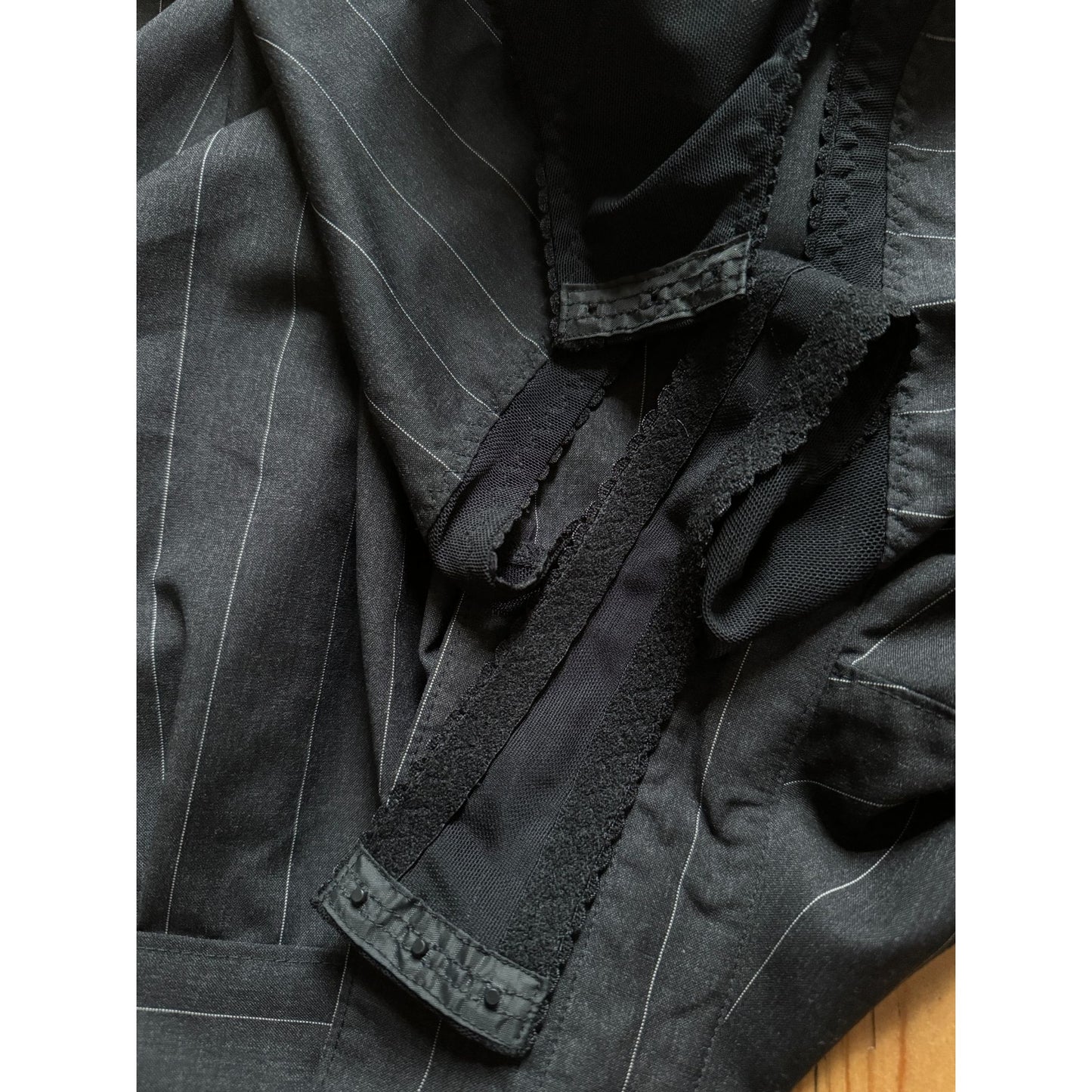 Grey Black Pinstripe Bodysuit Shirt 