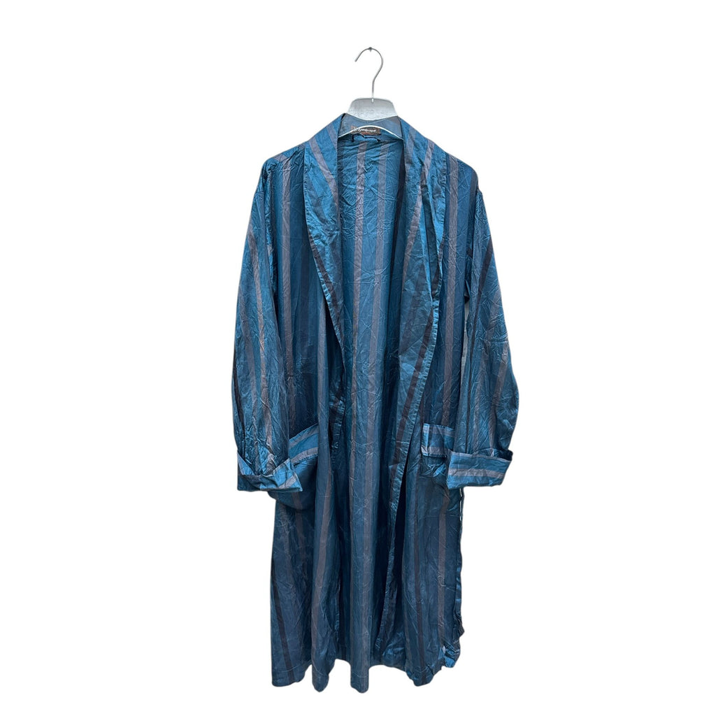 Vintage Navy Silk Striped Bathrobe Coat