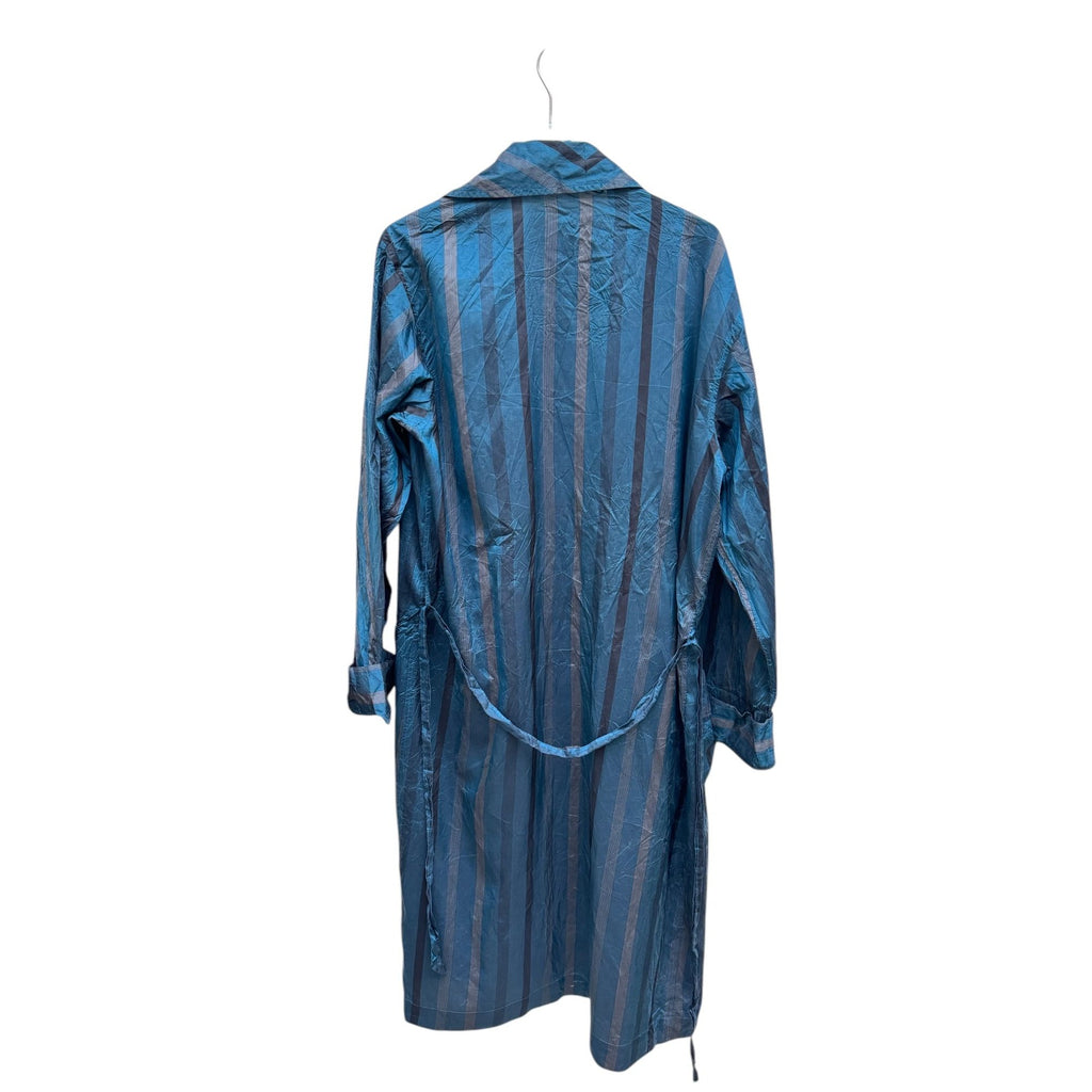 Vintage Navy Silk Striped Bathrobe Coat