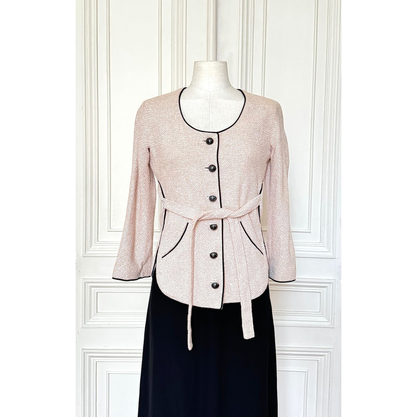 Spring 2012 Pale Pink Tweed Belted Jacket
