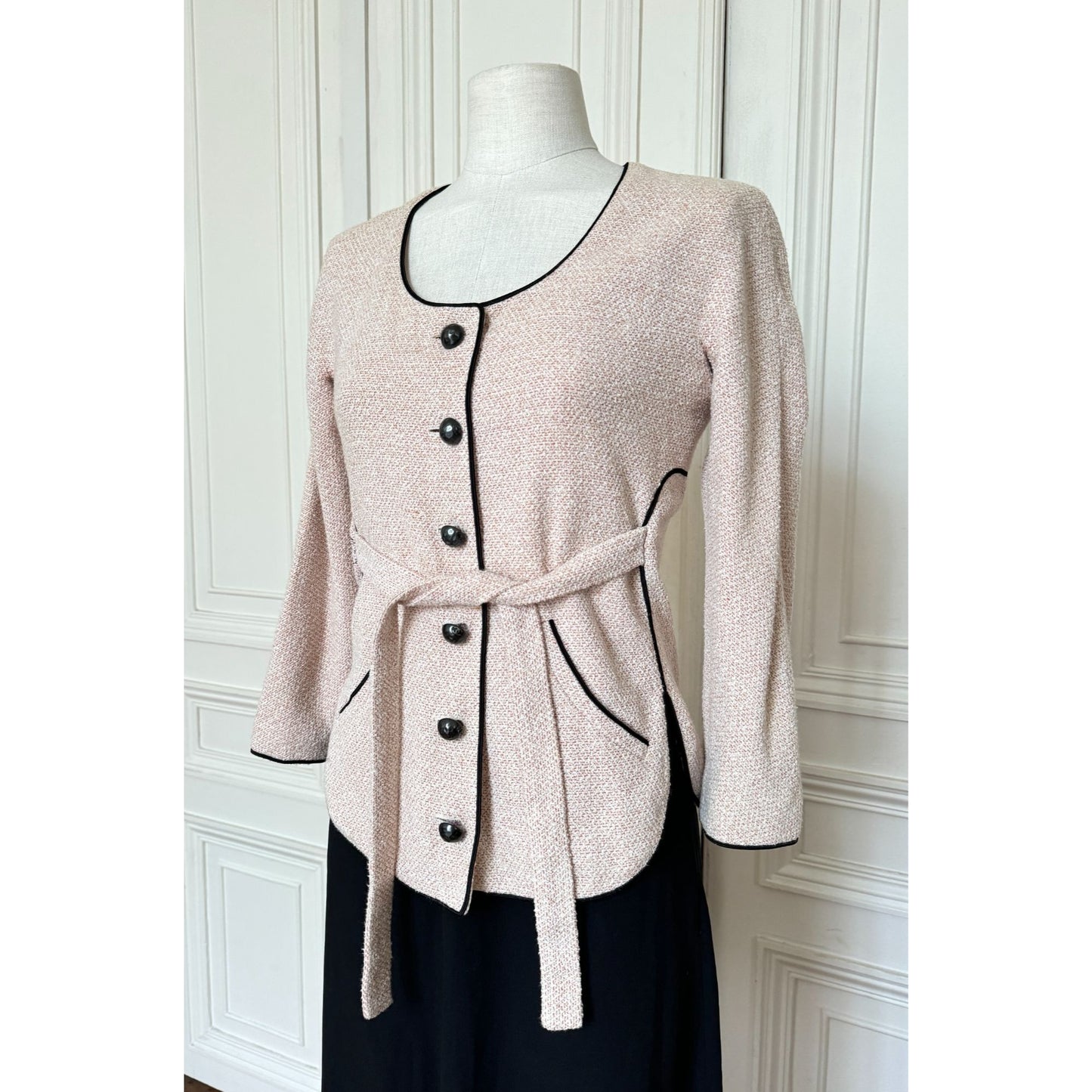 Spring 2012 Pale Pink Tweed Belted Jacket
