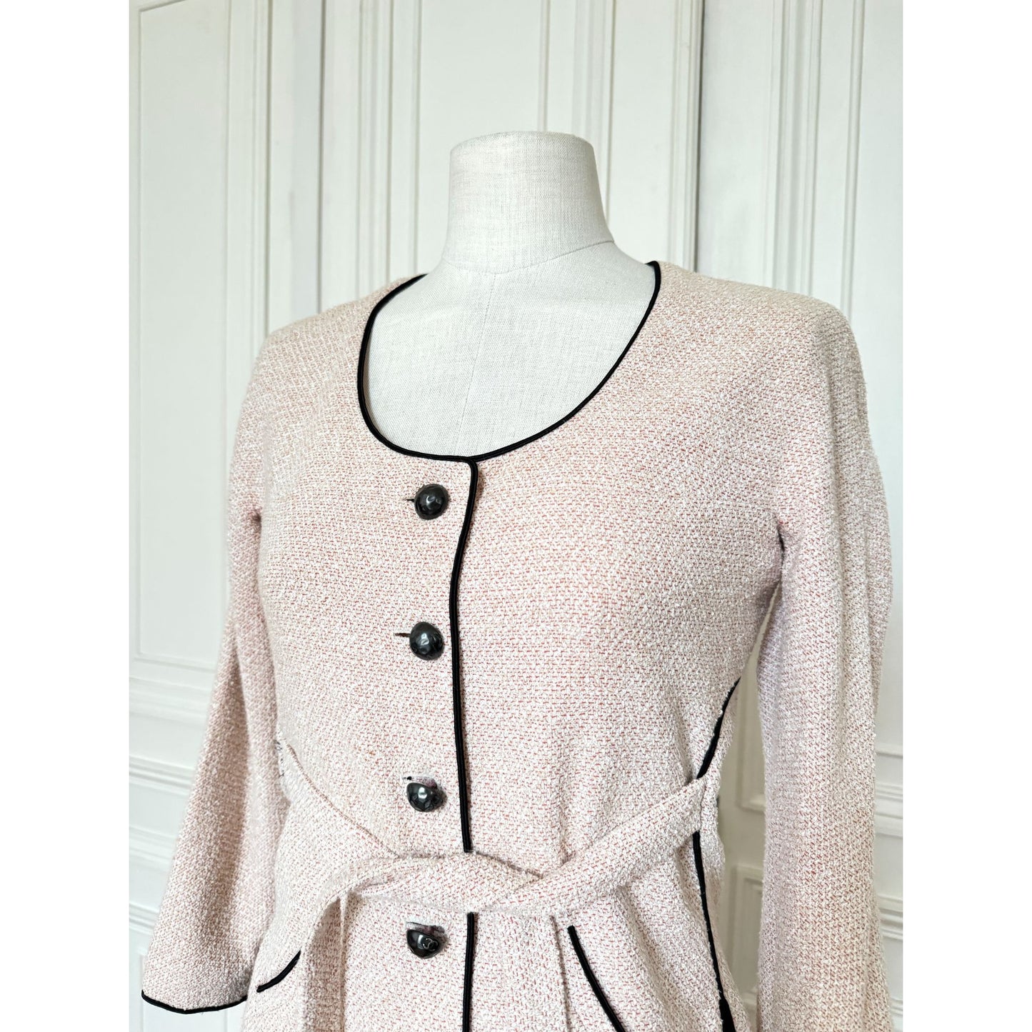 Spring 2012 Pale Pink Tweed Belted Jacket