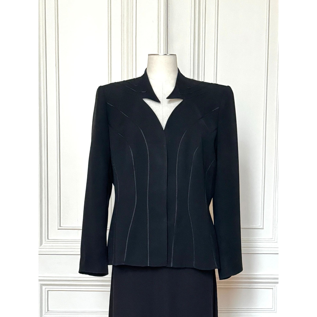 1990s Black Sculptural Collar Blazer Jacket